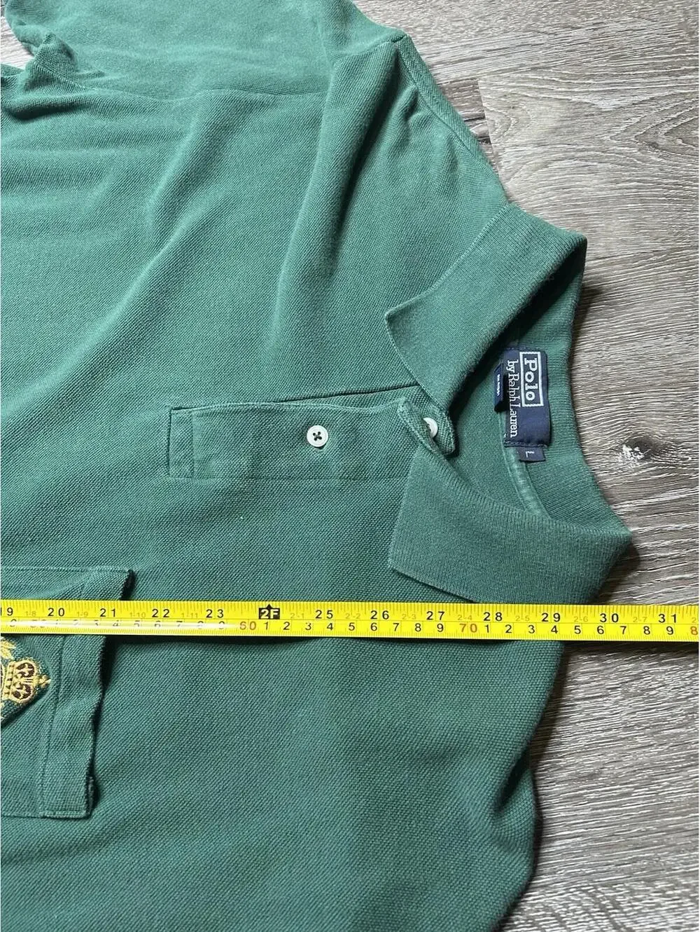 Vintage Polo Ralph Lauren Shirt Large Green Crest Shield Made In USA 90s